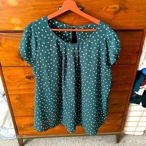 Papermoon plus 2x green and gold short sleeve blouse